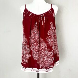 Cabi Tank Top Township Cami‎ Scoop Neck Red Chiffon Adjustable Size Medium